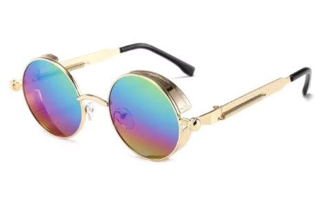 Men/Women Retro Round Metal Gold Frame Sunglasses- Colourful | Shop ...