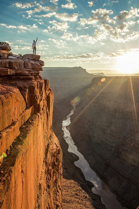 Hiker Standing At Edge Of Cliff Photograph by Matt Andrew - Fine Art America