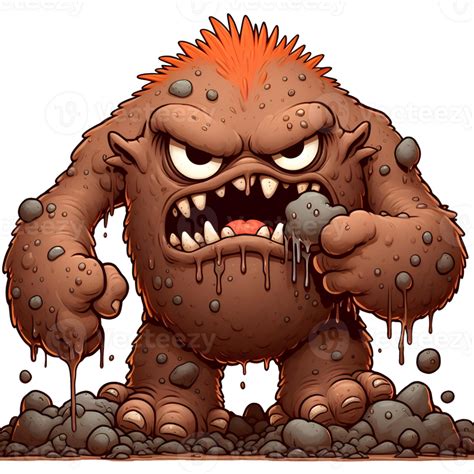 AI generated molten sand monster cartoon eating stone illustration 38888214 PNG
