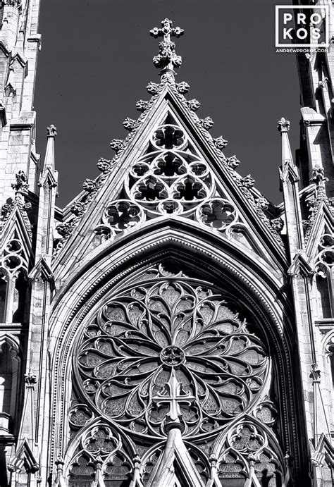 St. Patrick's Cathedral Gothic Facade - Black & White Photo by Andrew Prokos