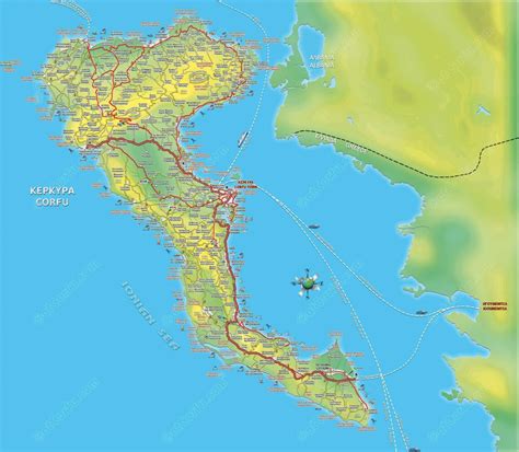 Corfu Island Large Road Map - AtCorfu