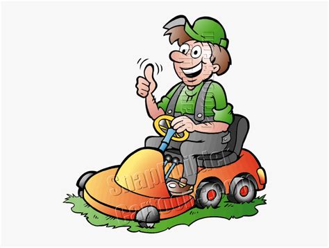 Gardener Handyman Using Riding Mower - Clip Art Lawn Mowing , Free ...