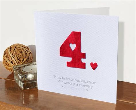 Linen - 4th wedding personalised anniversary card | 4 years married ...