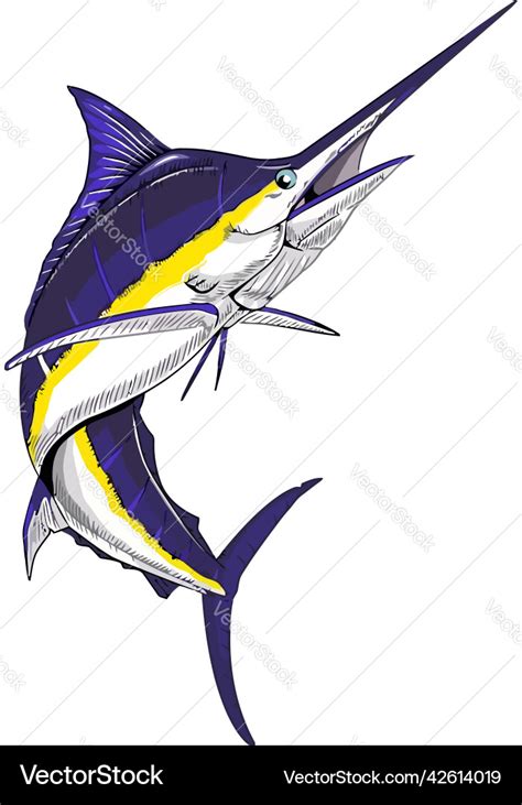 Blue marlin fish designs art Royalty Free Vector Image