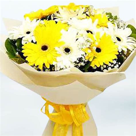 Buy Online Mix Gerbera Flowers Bouquet In White Wrapping From Winni.in ...