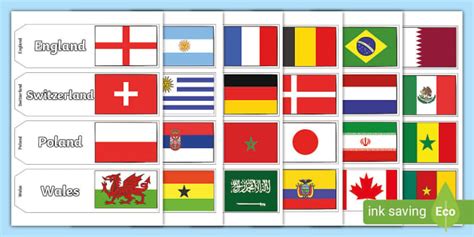 2022 Men's World Cup Country Name and Flags Paper Chain