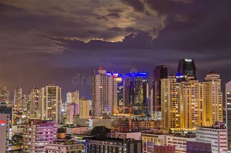 Skyline of Panama City at Night Editorial Stock Photo - Image of city ...