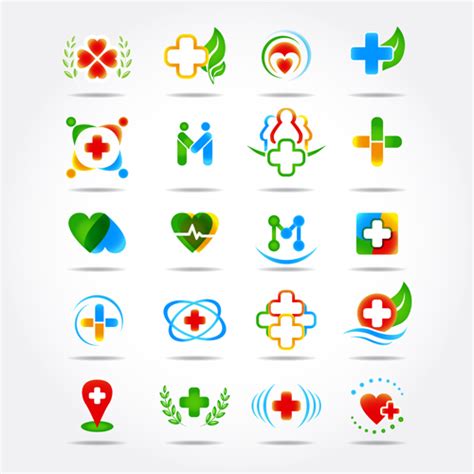 Health with medical logos vector free download