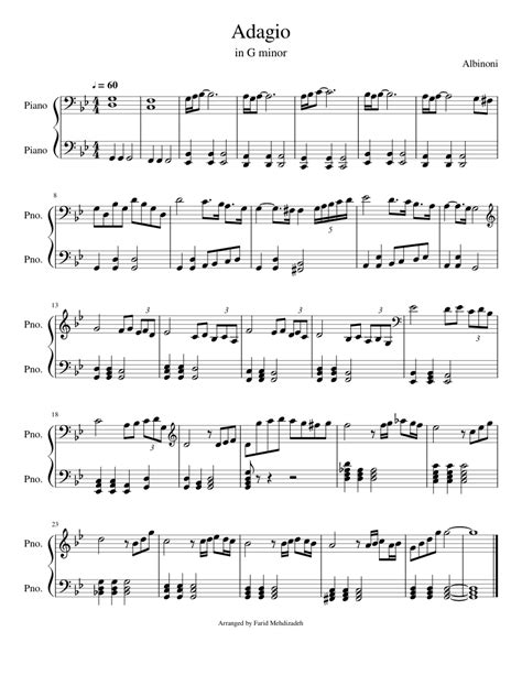 Adagio Albinoni Sheet music for Piano | Download free in PDF or MIDI ...