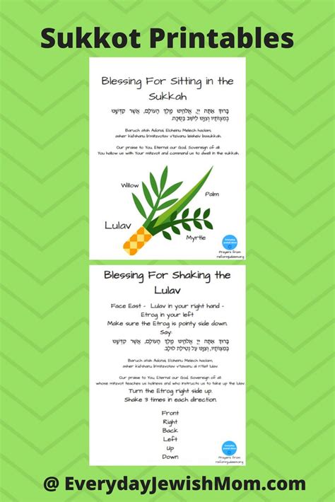 Sukkot Blessing Printables - Lulav & Etrog, Sitting in the Sukkah | Sukkot, Lulav and etrog, Etrog