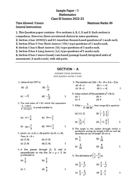 Class 11 Sample Paper 03 | PDF