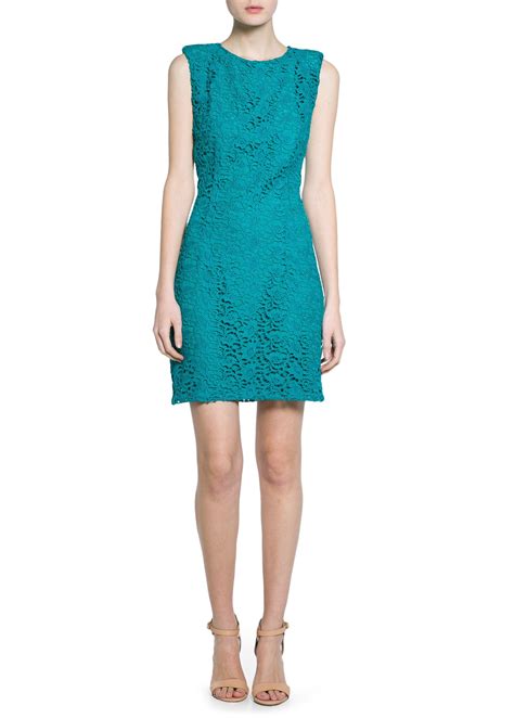 Lyst - Mango Guipure Dress in Green