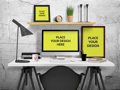 Free Office Desk Mockup Set - CreativeBooster