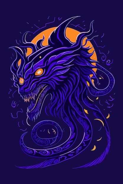 Premium Vector | Vector of dragon digital art in purple illustration ...