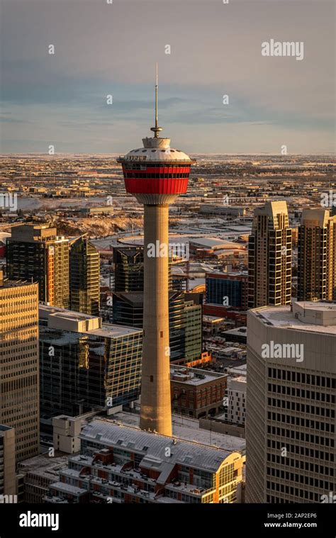 View of Calgary's iconic Calgary Tower at dusk Stock Photo - Alamy