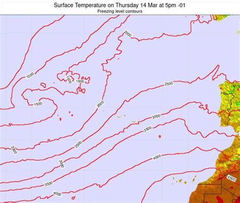 Azores Portugal Surface Temperature on Wednesday 18 Aug at 12am AZOST