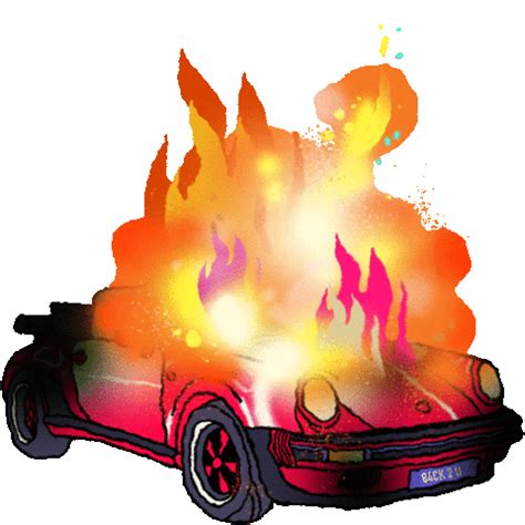 Car Accident Fire Sticker by Selena Gomez for iOS & Android | GIPHY