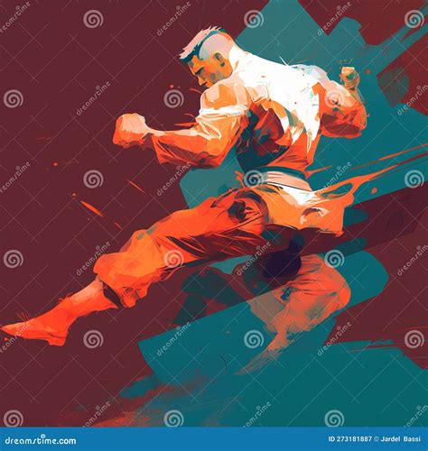 Martial Arts Mastery: an Artistic Jiu Jitsu Fighter Illustration Stock ...