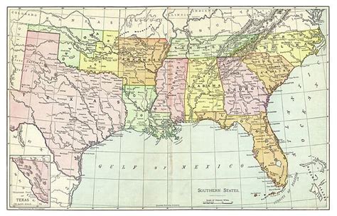 Map of Southern States USA 1895 available as Framed Prints, Photos ...