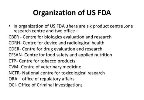 Organizaton chart of us fda.