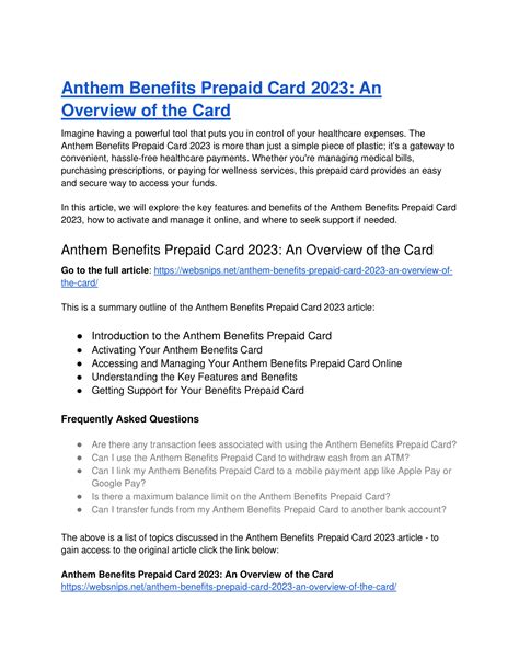 Anthem Benefits Prepaid Card 2023_ An Overview of the Card.docx | DocDroid