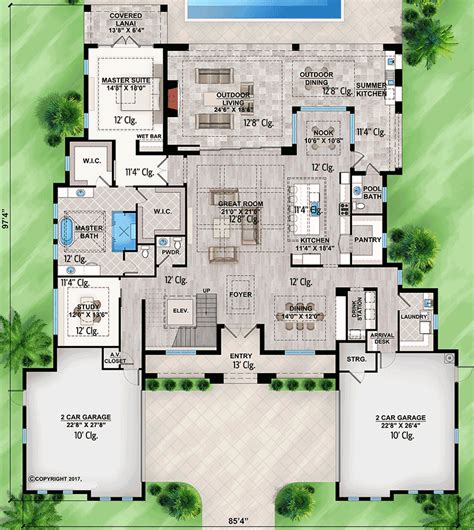 Sophisticated Florida Home Plan with Spacious Covered Lanai - 86085BW | Architectural Designs ...