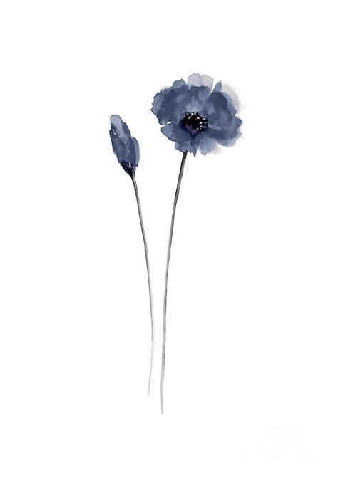 Poppy Dark Color Painting, Blue Poppy Poster, Blue Poppy Art Print ...