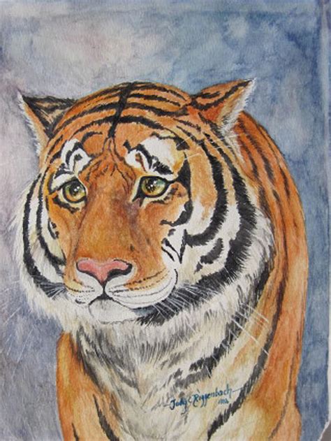 Sad Tiger Painting by Judy Riggenbach