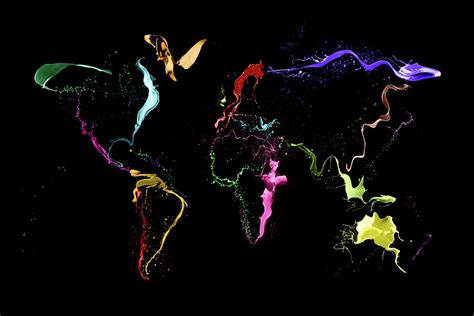 World Map Abstract Paint Digital Art by Michael Tompsett - Pixels