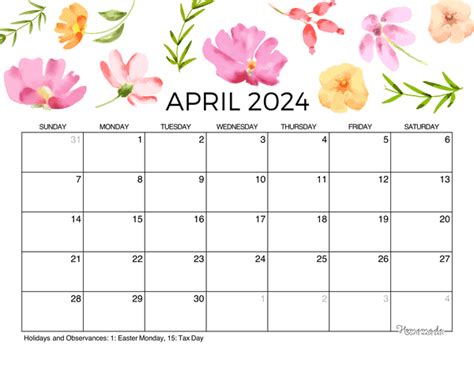 Pink Spring Break 2024 Calendar - Wally Jordanna