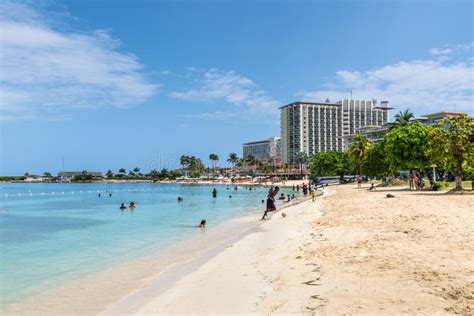 People Relax on the Ocho Rios Bay Beach in Ocho Rios, Jamaica Editorial ...