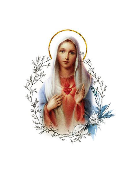 Immaculate Heart of Mary Printable Catholic Image Blessed - Etsy Polska