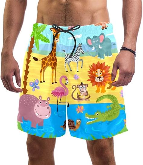 Cartoon Animals Men's Board Shorts Slim Fit Ultra Quick Dry: Amazon.co.uk: Clothing