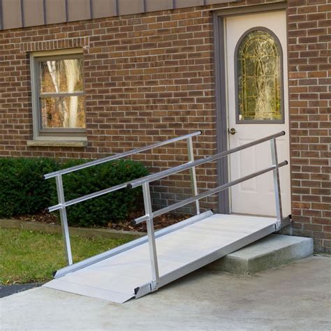 9' L -Silver Spring Aluminum Wheelchair Access Ramps with Handrails ...