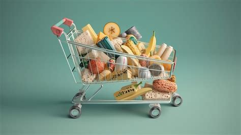 Premium AI Image | A shopping cart filled with various snacks