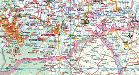 Chernivtsi oblast. Oblast farmsteads.Tourism map