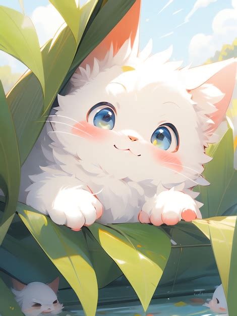 Premium Photo | Cute cat anime art styles