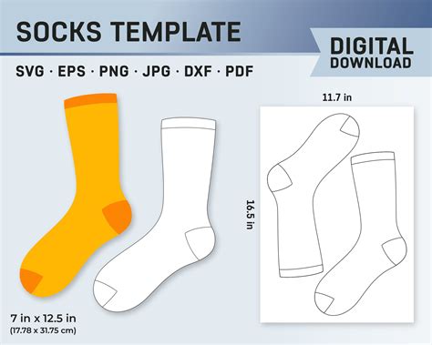 Sock Template, Sock Canva Template, Blank Sock Template, Sock Mockup ...