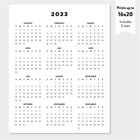 2023 Minimalist Calendar - Printable Calendar 2023