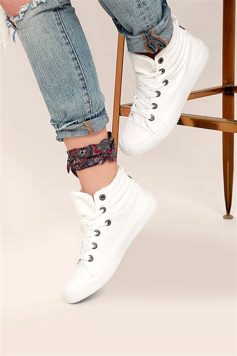 Blowfish Crawler - White Canvas Sneakers - High Top Sneakers - $39.00 ...