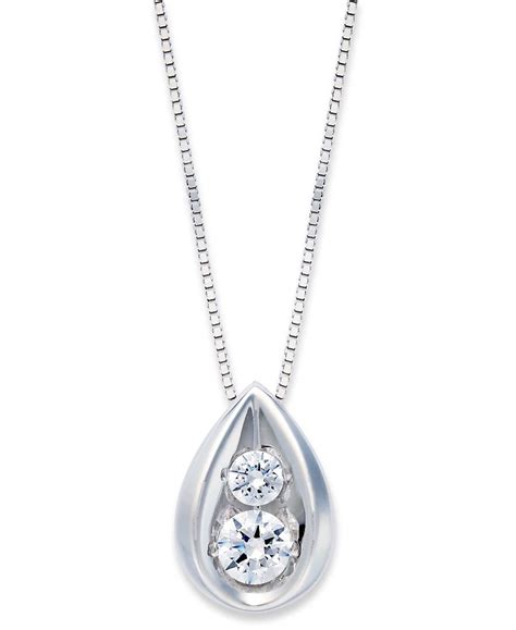 Macy's Diamond Teardrop Pendant Necklace In 14k Yellow Or White Gold (1 ...