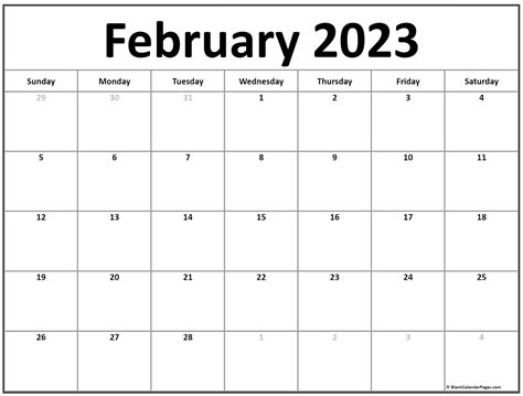 February 2023 Calendar Printable - Printable Word Searches