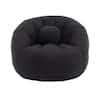 HOMEFUN Modern Swivel Round Black Boucle Bean Bag Accent Chair with ...
