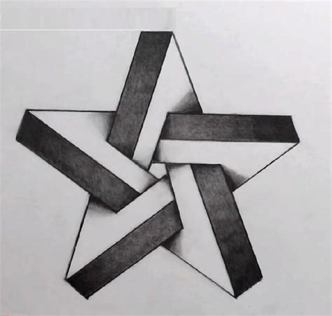 a drawing of an abstract star with two intersecting lines