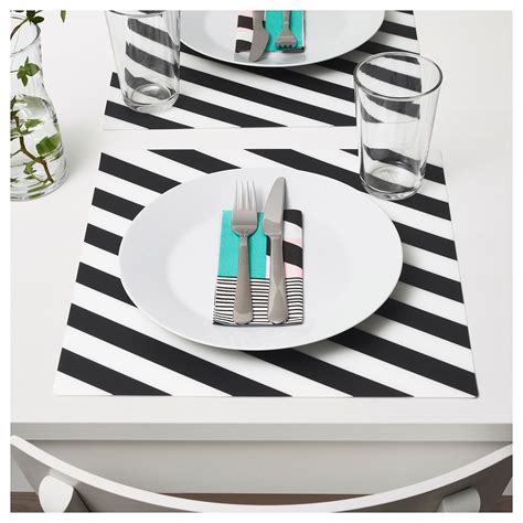 PIPIG Place mat, stripe/black/white, 14 ½x14 ½" - IKEA | Placemats, Ikea, Spring summer decor