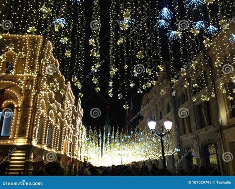 Christmas Lights in Moscow, Russia Stock Image - Image of illumination ...