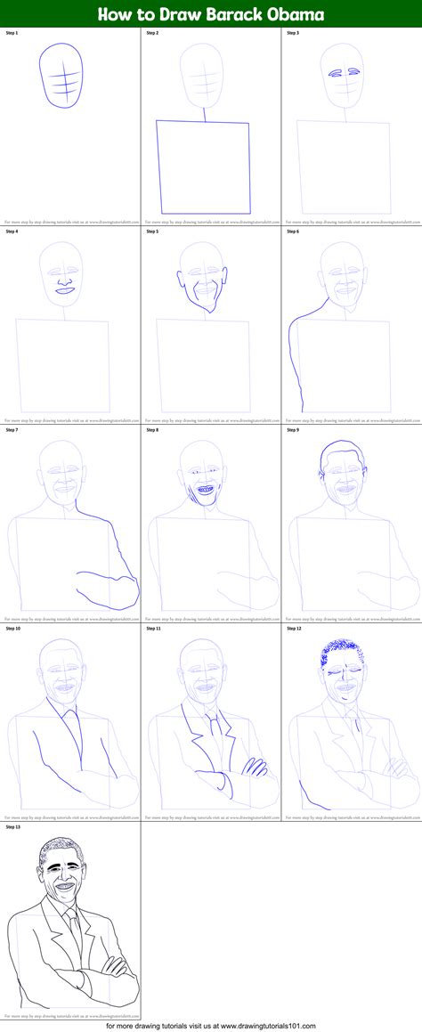 How to Draw Barack Obama (Politicians) Step by Step | DrawingTutorials101.com