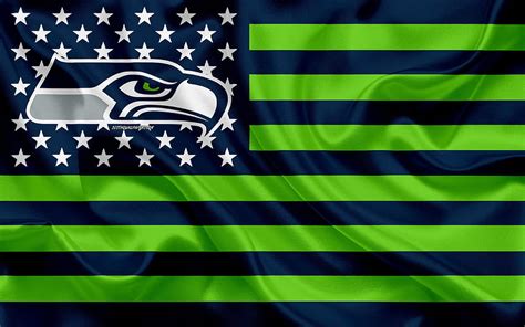 Seattle Seahawks, American football team, creative American flag, blue ...