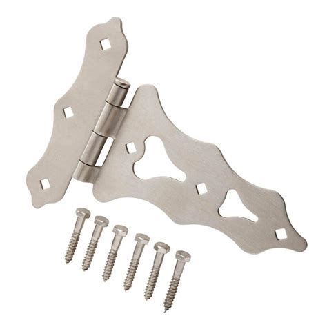 Everbilt 8 in. Stainless Steel Heavy Duty Decorative Tee Hinge-17899 - The Home Depot