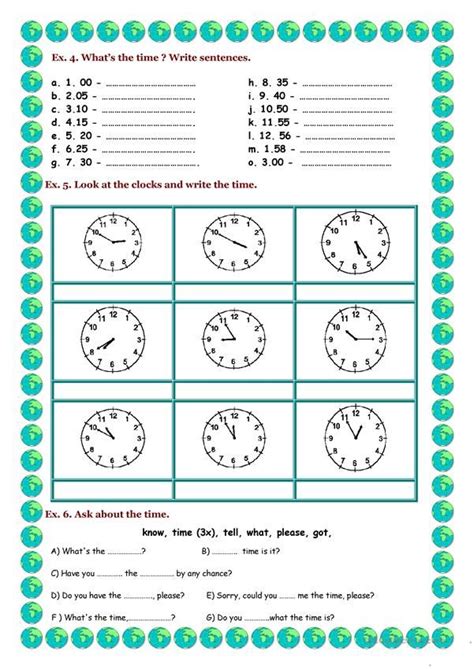 TELLING THE TIME | Time worksheets, Telling the time exercises, Esl ...